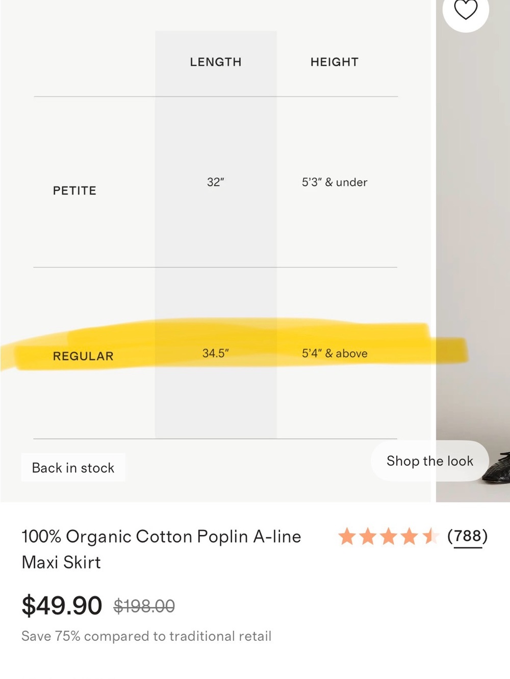 Quince Cotton Poplin A-Line Skirt, XS - Picture 4 of 7